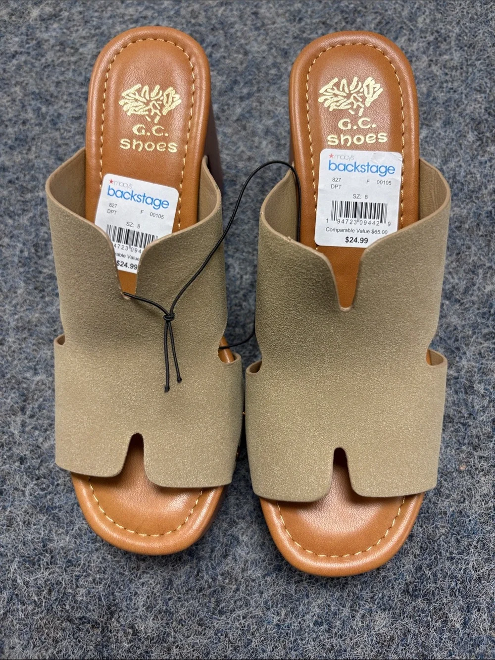 G.C. Shoes Taupe Suede Slide Sandals with Split Vamp